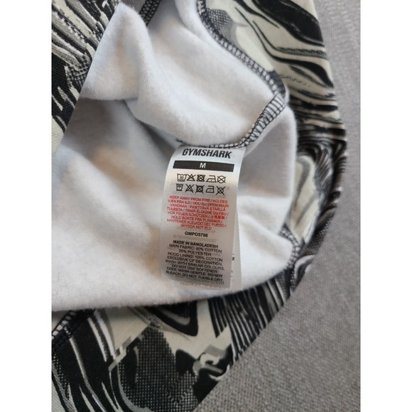 Gymshark Hoodie Mens M Black Gray Marbled Abstract Pullover Sweatshirt Athletic - Picture 7 of 7